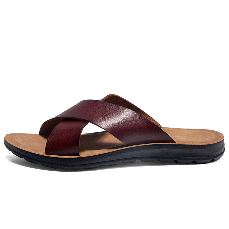 Mules Homme Aspect Cuir - Antidérapantes à Semelle Souple