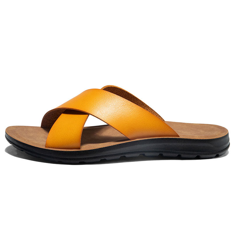 Mules Homme Aspect Cuir - Antidérapantes à Semelle Souple
