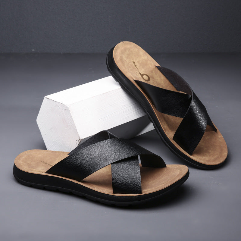 Mules Homme Aspect Cuir - Antidérapantes à Semelle Souple