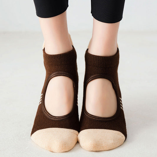 Chaussettes Yoga Fitness Antidérapantes en Coton