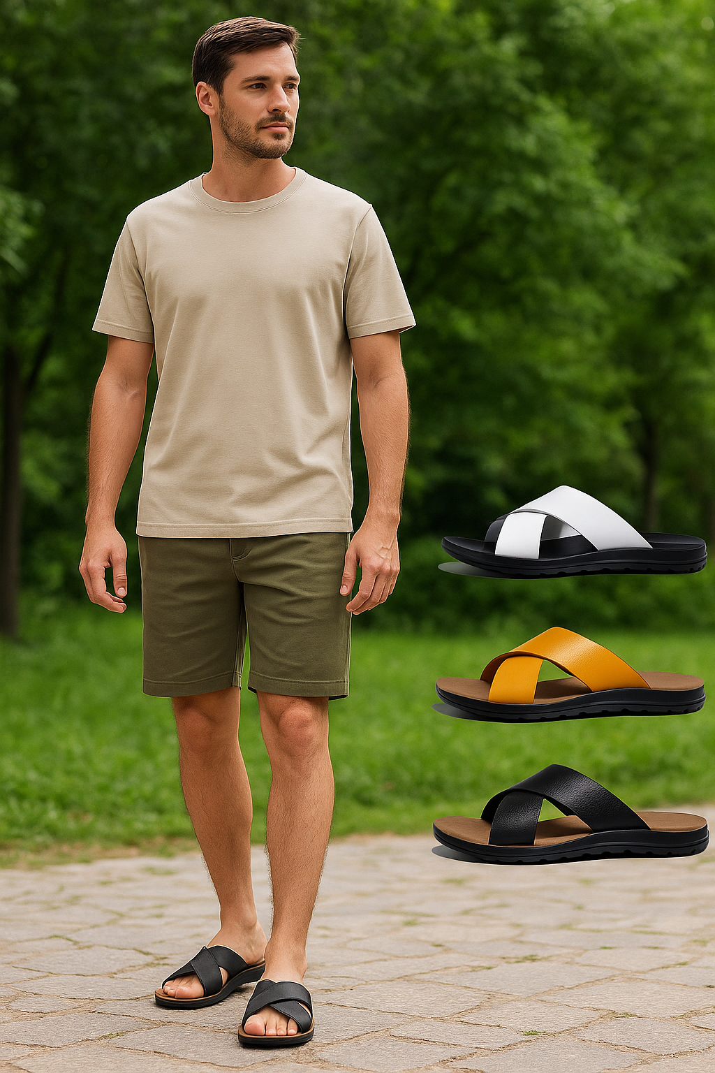 Mules Homme Aspect Cuir - Antidérapantes à Semelle Souple