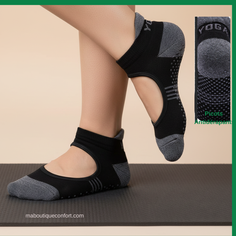 Chaussettes Antidérapantes Yoga & Pilates en Coton Confortable
