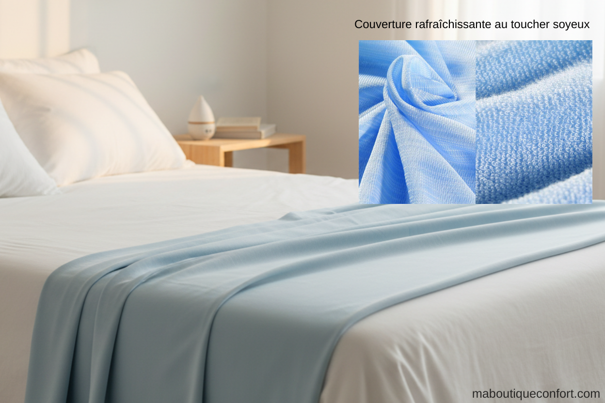 Couverture posée sur le lit