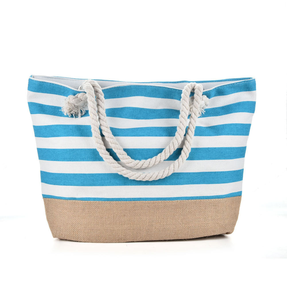 Sac de Plage Rayé Femme - Sac Fourre-Tout , Style Marin