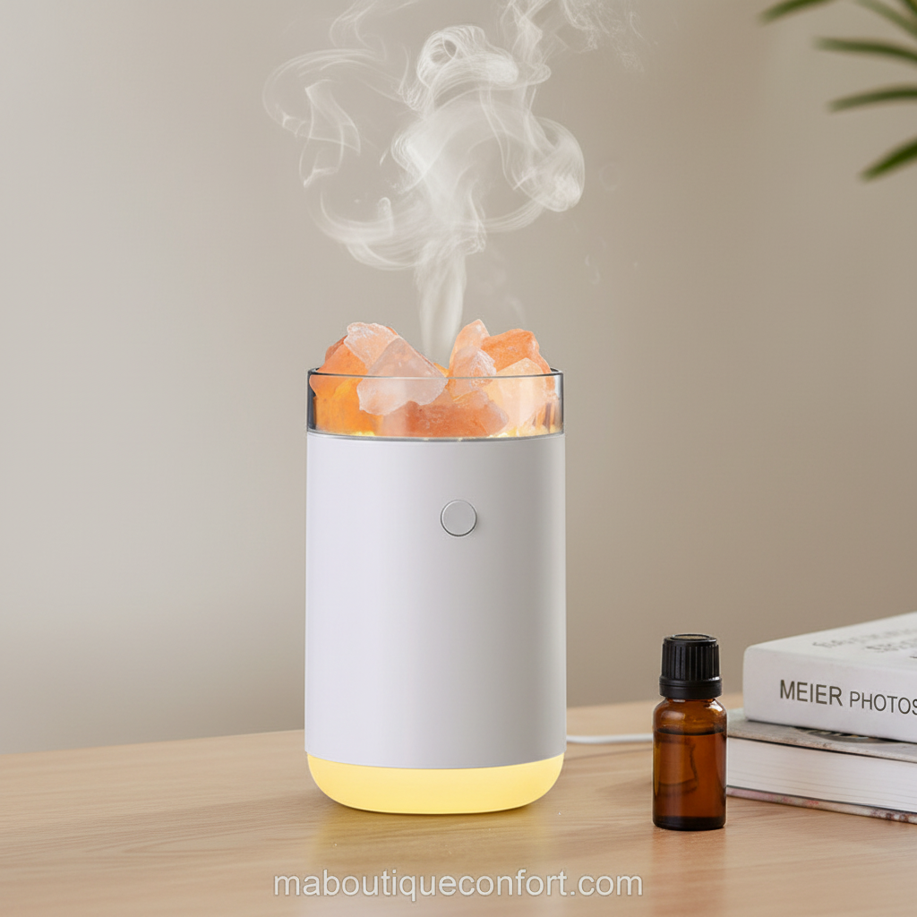 Humidificateur d'Air en cristal naturel – Diffuseur d'arômes & lumière apaisante