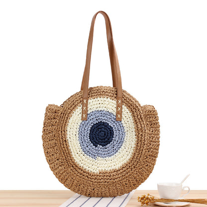 Sac à main  Rond en paille - Style Bohème Chic