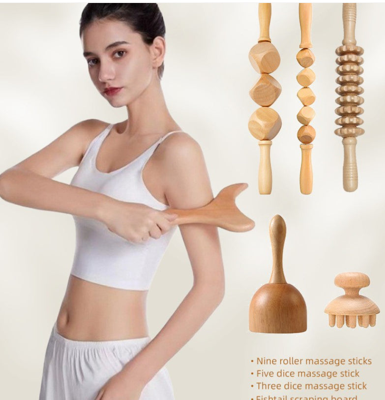 Kit de Massage en Bois – Outils de Drainage et Bien-Être