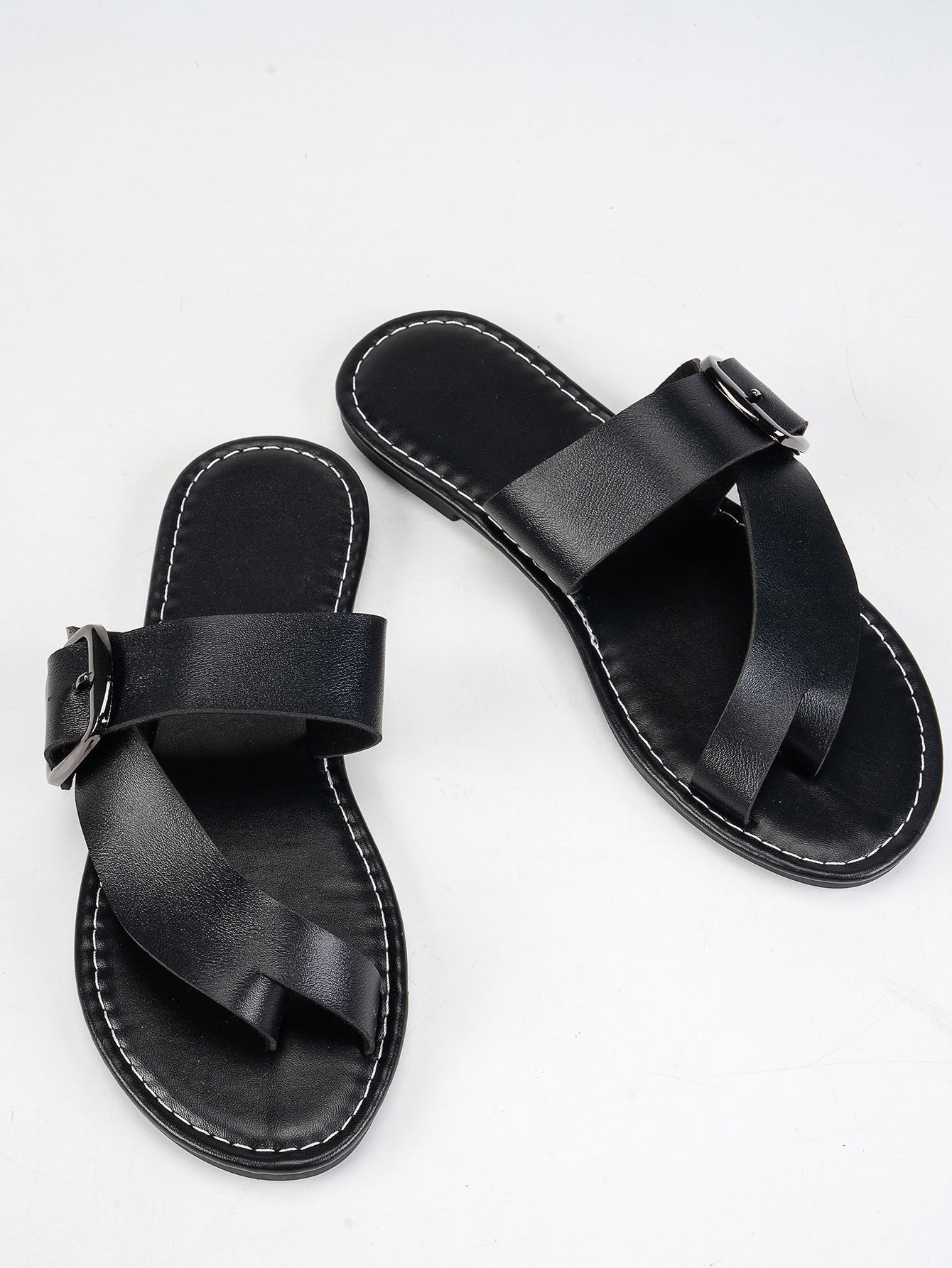 Sandales Femme Confortables Plates à Boucle et entre - doigts