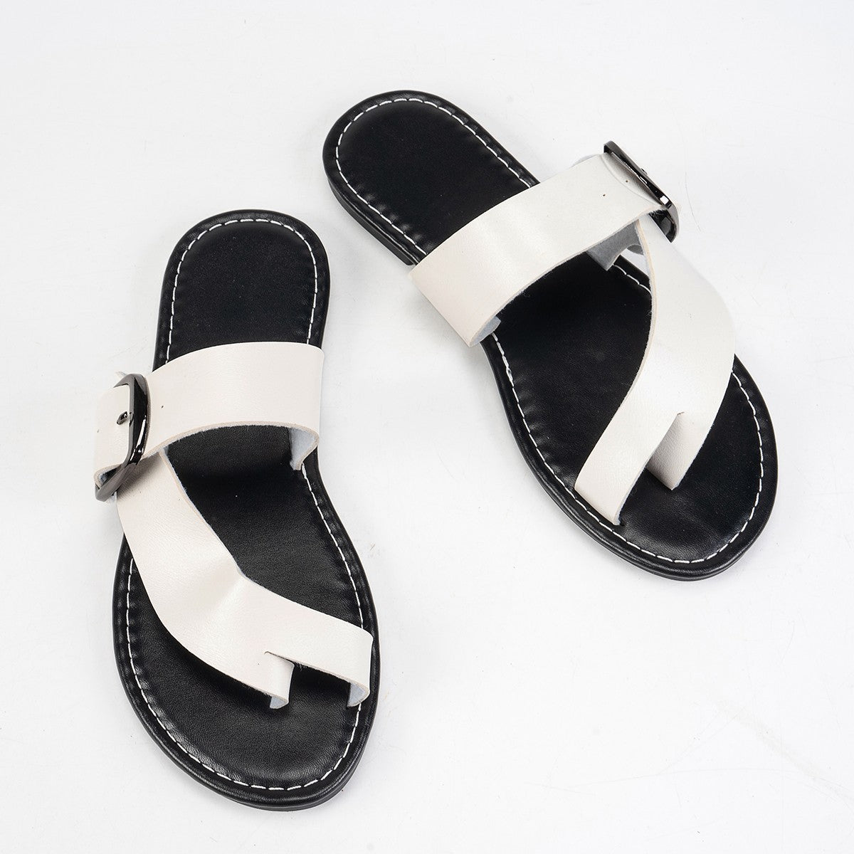 Sandales Femme Confortables Plates à Boucle et entre - doigts