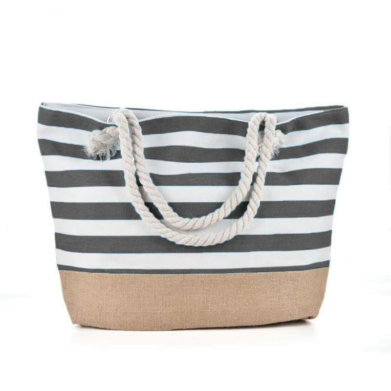 Sac de Plage Rayé Femme - Sac Fourre-Tout , Style Marin