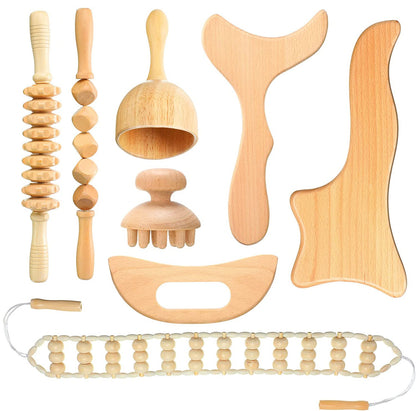 Kit de Massage en Bois – Outils de Drainage et Bien-Être