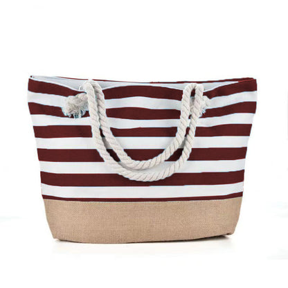 Sac de Plage Rayé Femme - Sac Fourre-Tout , Style Marin