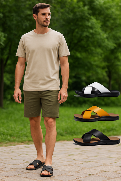 Mules  Homme Aspect Cuir - Antidérapantes à Semelle Souple