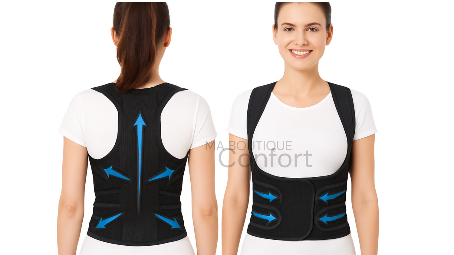 Femme portant un correcteur de posture