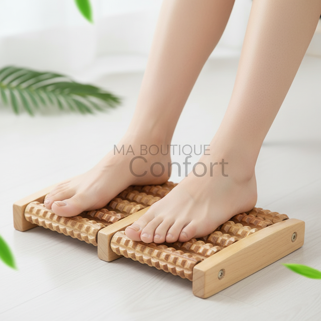Utilisation d'un rouleau de massage en bois 
