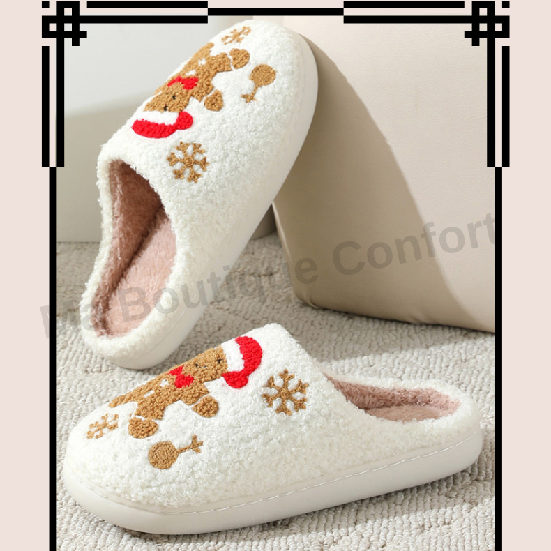 Pantoufles Motif Bonhomme de  Pain d'épices – Confort et Douceur