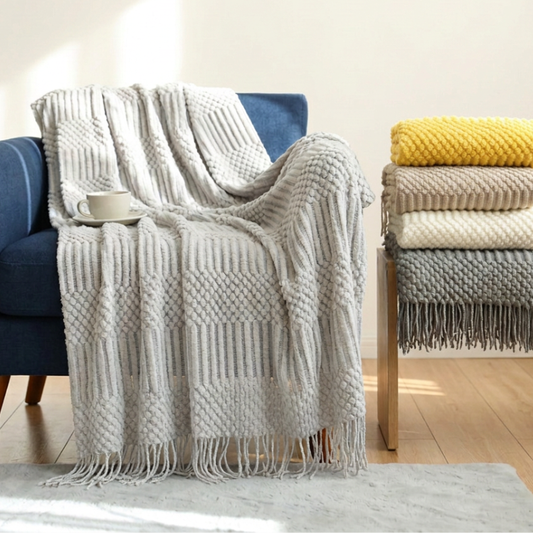 Plaid Uni en Chenille  – Douceur & Élégance Nordique