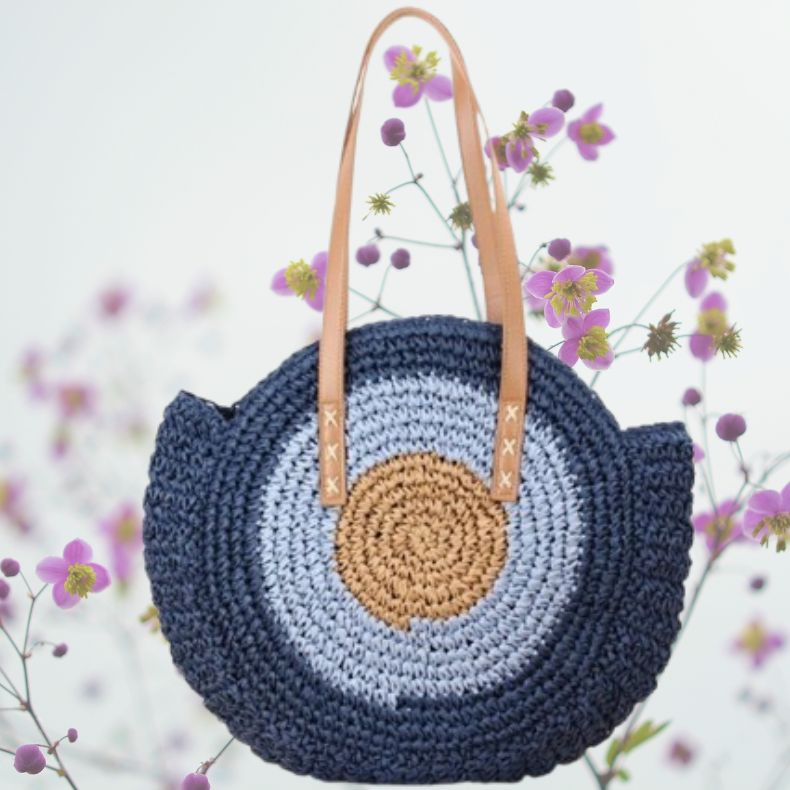 Sac à main  Rond en paille - Style Bohème Chic