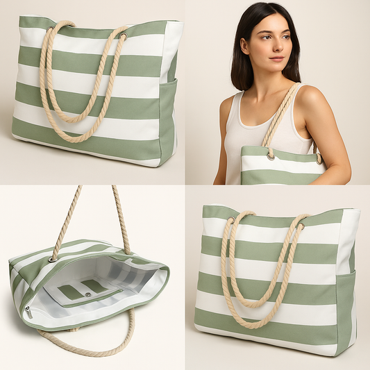 Sac Fourre-Tout Rayé Femme - Grand Bag Pratique et Tendance