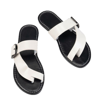 Sandales Femme Confortables Plates à Boucle et entre - doigts