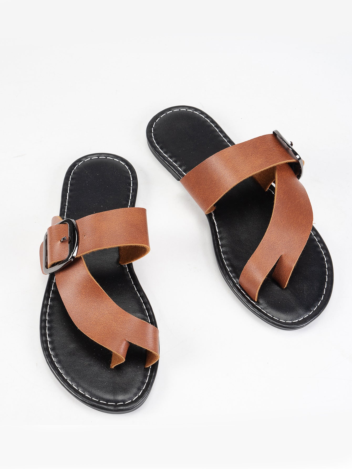 Sandales Femme Confortables Plates à Boucle et entre - doigts