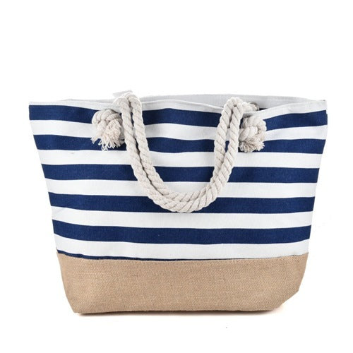 Sac de Plage Rayé Femme - Sac Fourre-Tout , Style Marin