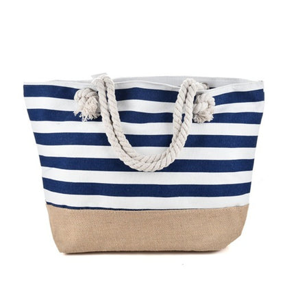 Sac de Plage Rayé Femme - Sac Fourre-Tout , Style Marin