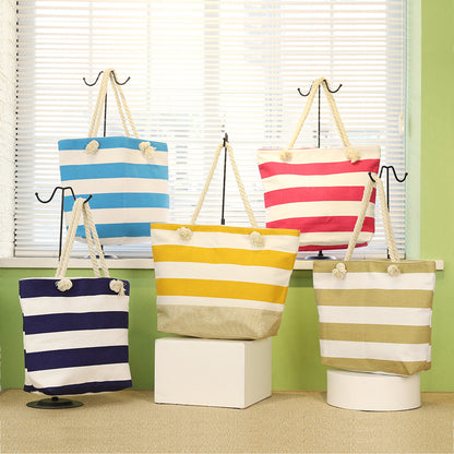 Sac de Plage Rayé Femme - Sac Fourre-Tout , Style Marin
