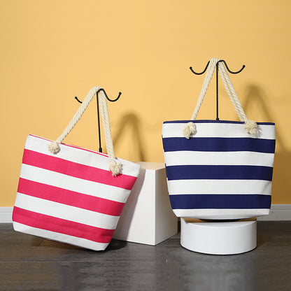 Sac de Plage Rayé Femme - Sac Fourre-Tout , Style Marin