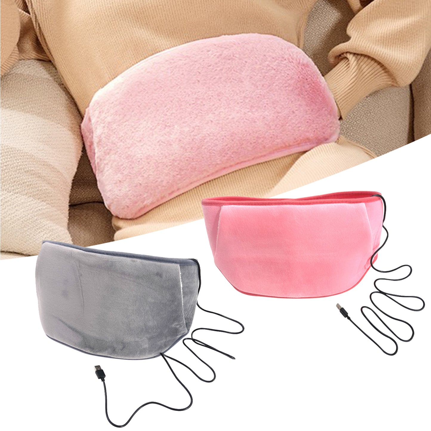 Femme portant la ceinture chauffante 