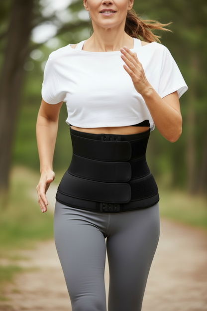 Femme utilisant la ceinture 