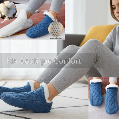 Femme portant les chaussettes chaudes