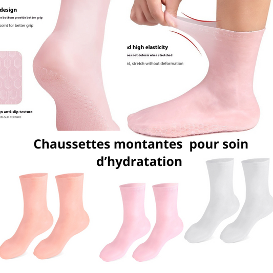 Chaussettes Montantes Hydratantes en Silicone Réutilisables – Soin Pieds Secs