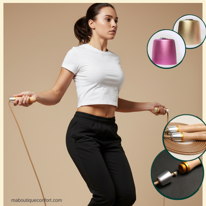 Femme utilisant la corde à sauter