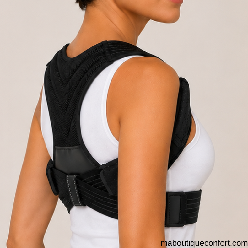 Femme portant  un correcteur de posture 