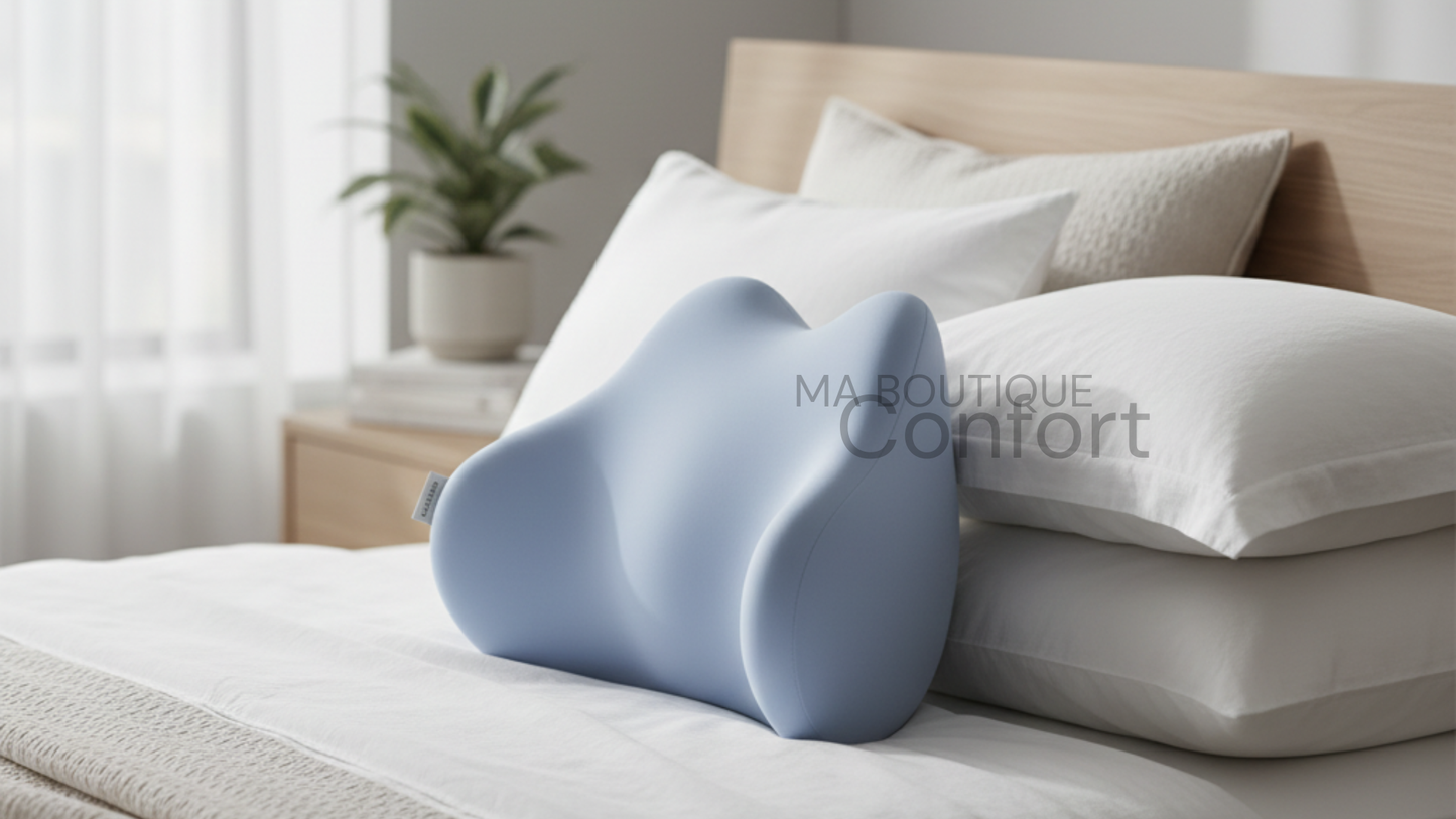 Un coussin Lombaire ergonomique utile en position assise ou allongée