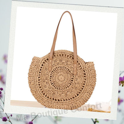 Sac à main  Rond en paille - Style Bohème Chic