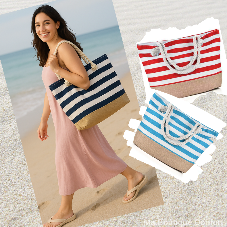 Femme portant le sac style marin 