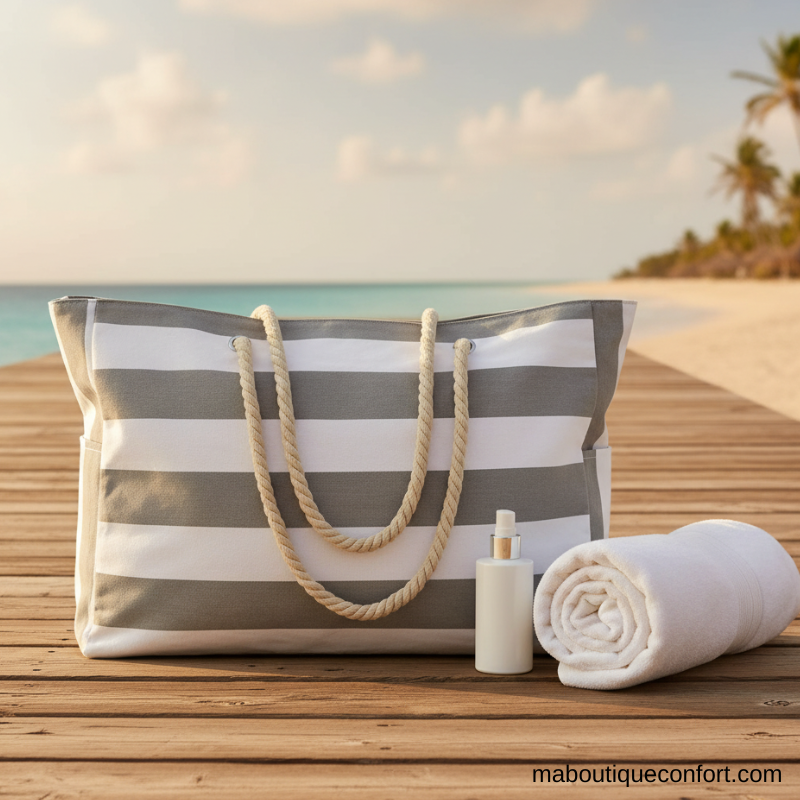 Sac Fourre-Tout Rayé Femme - Grand Bag Pratique et Tendance