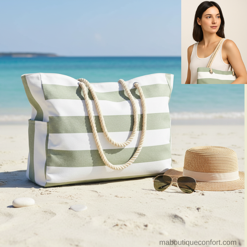 Sac Fourre-Tout Rayé Femme - Grand Bag Pratique et Tendance