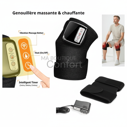 Infographie genouillère avec homme et filigrane