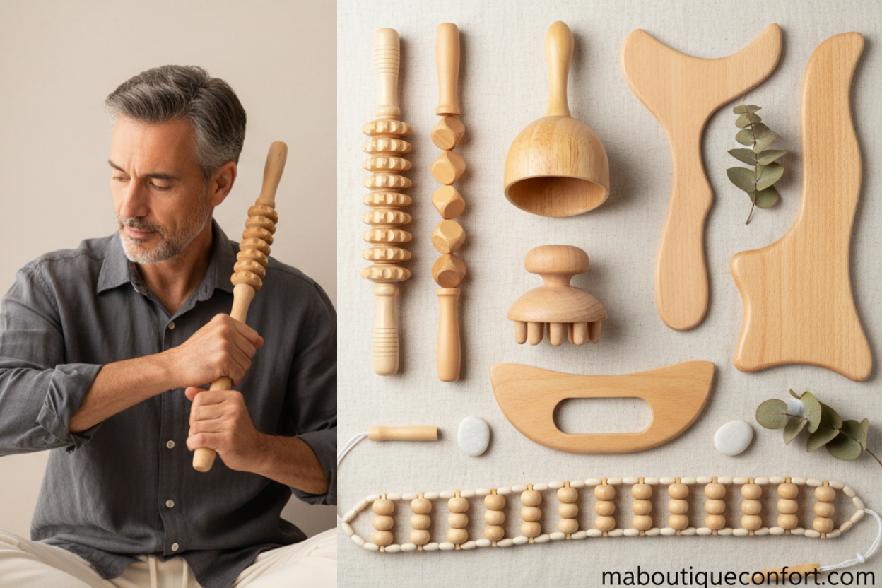 homme effectuant un massage  relaxant en  stimulant les muscles  