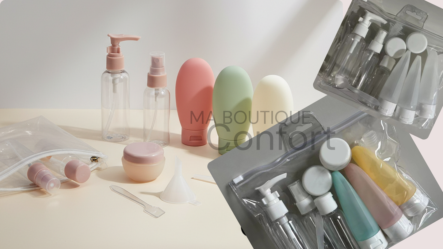 Kit de Flacons et Contenants de Voyage –  Pratique & Réutilisable