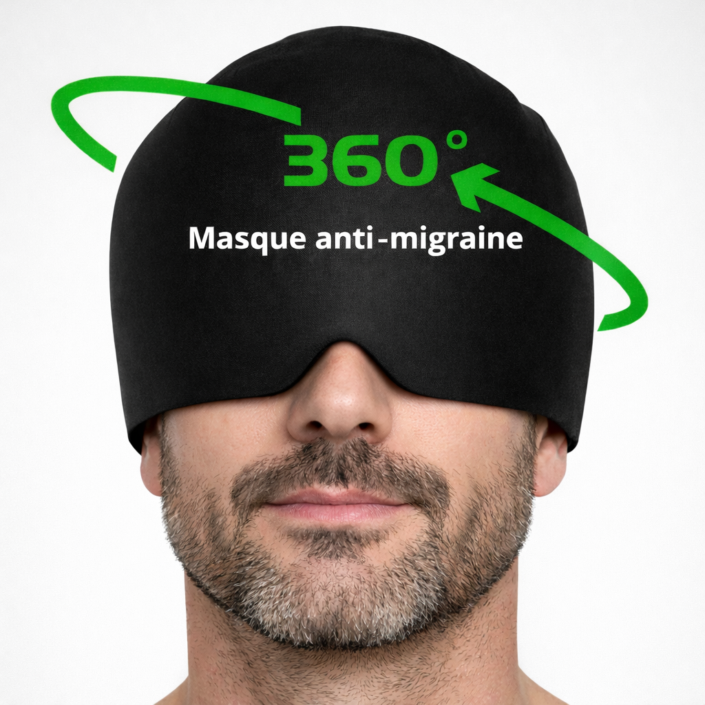 Homme portant un bonnet anti migraine 