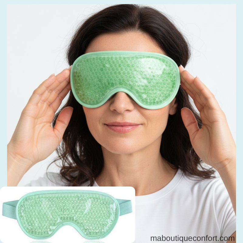 Femme portant un masque en gel anti cernes