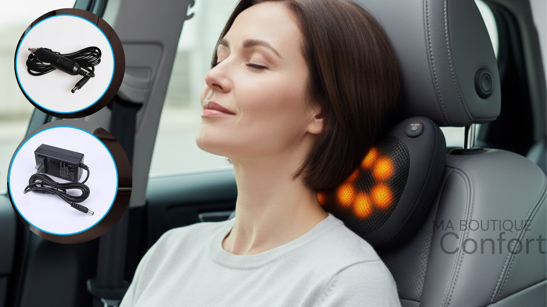 Une femme effectuant un massage à bord d'une voiture 