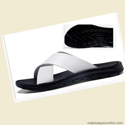 Mules  Homme Aspect Cuir - Antidérapantes à Semelle Souple