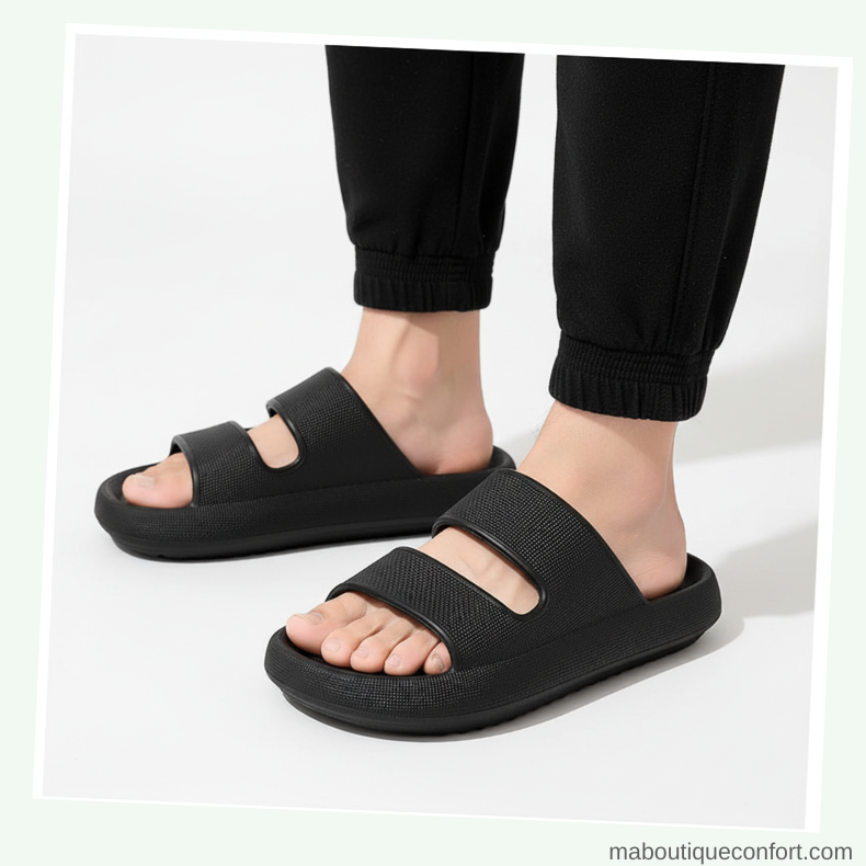 Homme portant des mules d'été