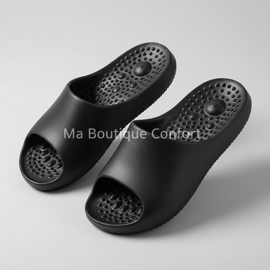 Mules noires à picots avec filigrane