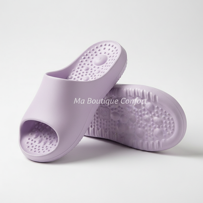 Mules violet clair à picots avec filigrane